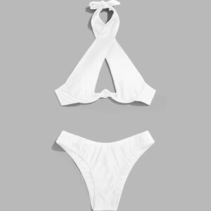 White Criss Cross Halter Bikini